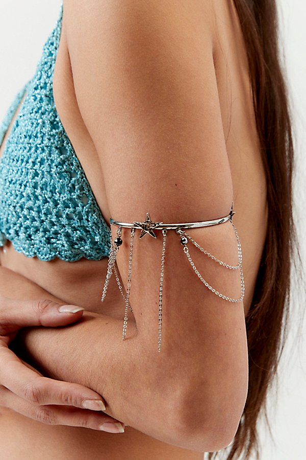 Urban Outfitters Delicate Star Chain Arm Cuff In Silver, Women's At