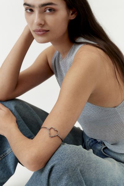 Urban Outfitters Delicate Heart Arm Cuff In Silver, Women's At  In Gold