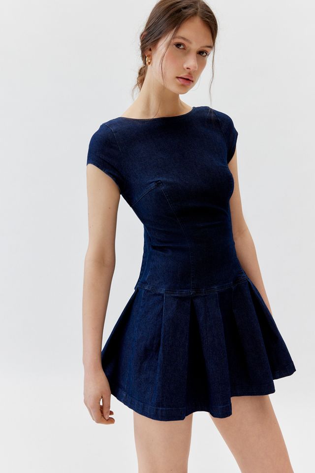 urban outfitters denim mini dress Nocturne Belted UO Button-Down Denim Mini Dress