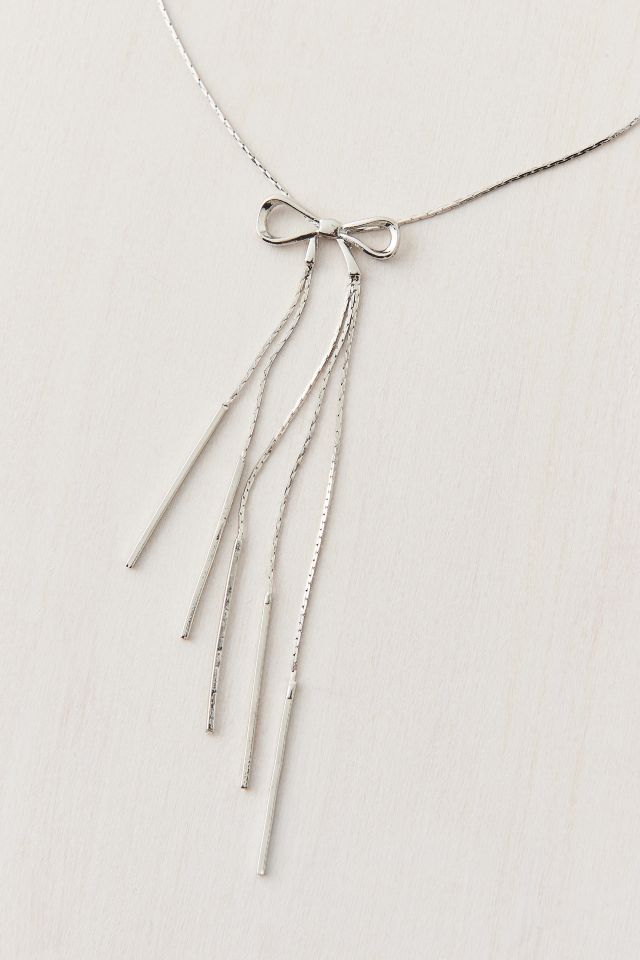 Delicate Fringe Bow Necklace #2