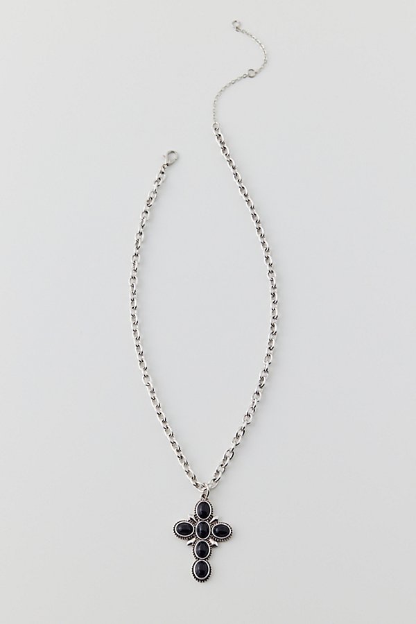 Urban Outfitters Statement Cross Chain Necklace In Silver, Women's At