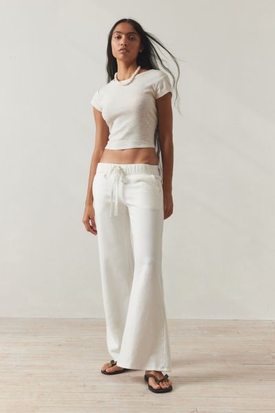 Out From Under Lived In Low-rise Flare Sweatpant In White, Women's At Urban Outfitters