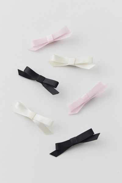 Mini Satin Hair Bow Clip Set