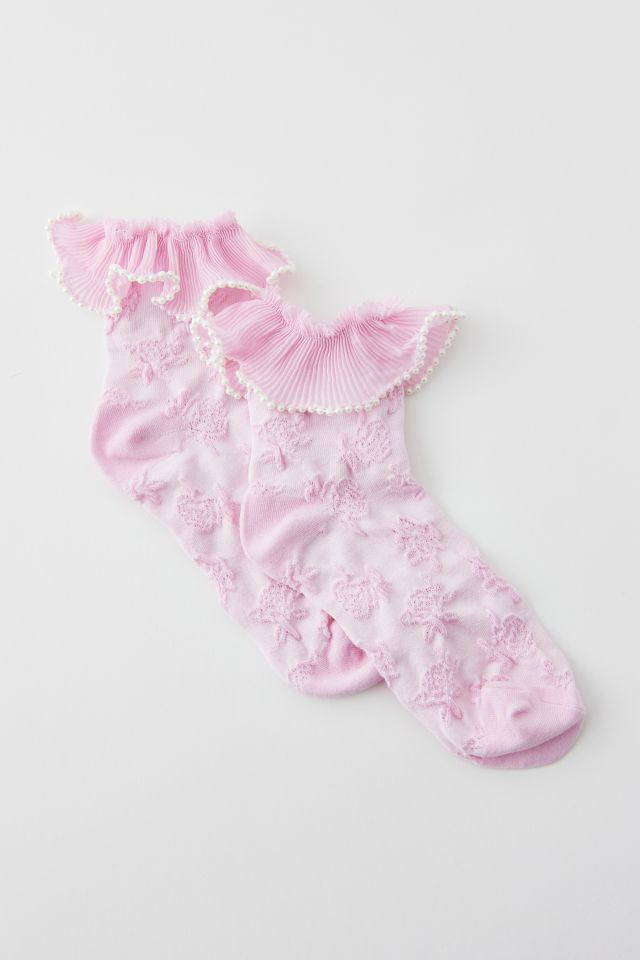 Pearl Ruffle Lace Crew Sock #2