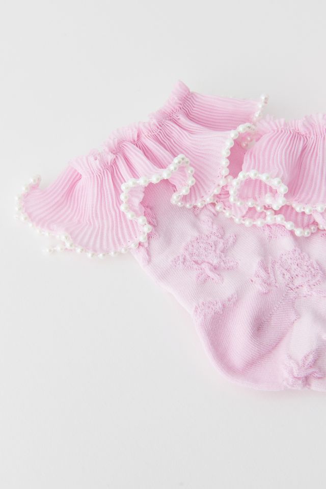 Pearl Ruffle Lace Crew Sock #3