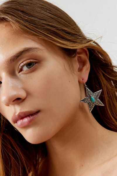 Urban Outfitters Etched Star Earring In Silver, Women's At