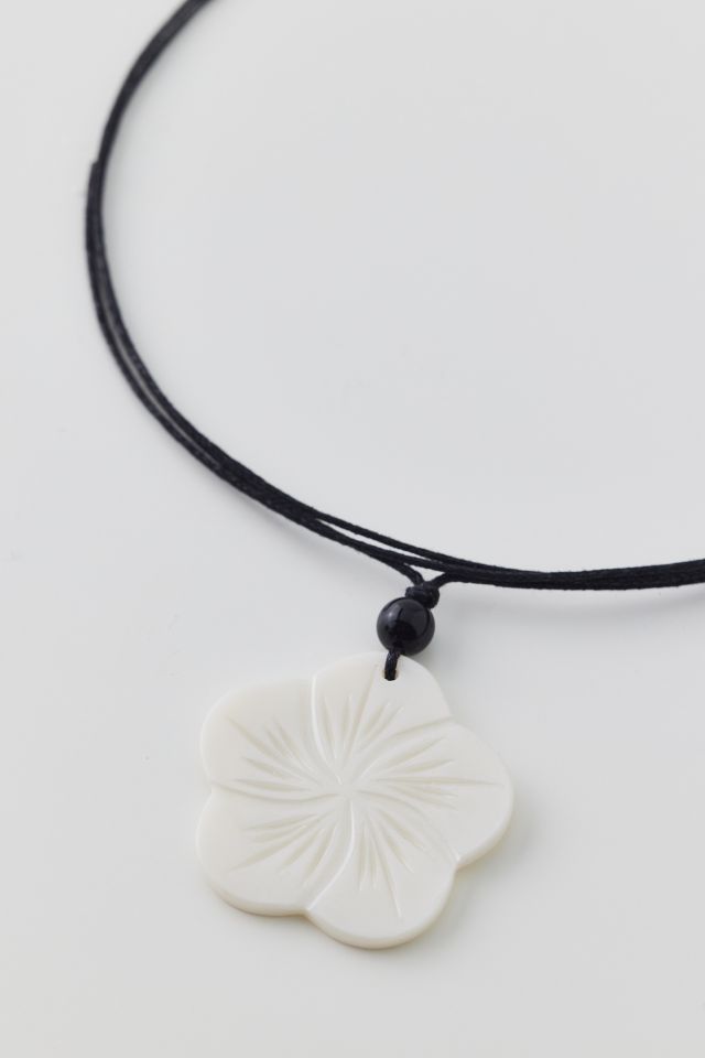 Hibiscus Flower Corded Wrap Necklace #1