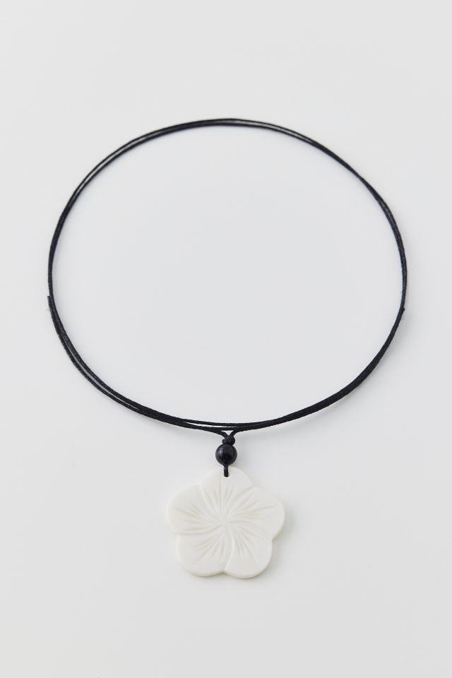 Hibiscus Flower Corded Wrap Necklace #2