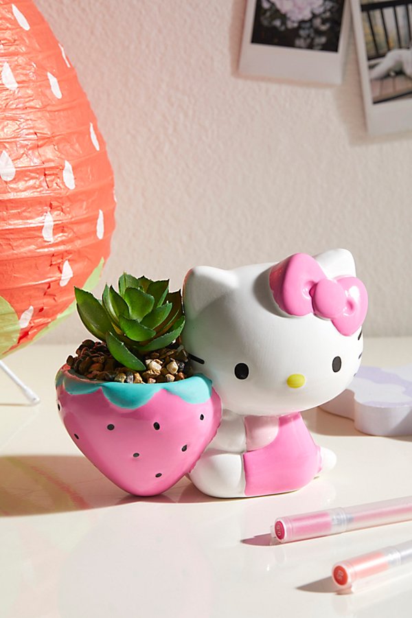 Sanrio Hello Kitty Strawberry Planter In Pink At Urban Outfitters In White