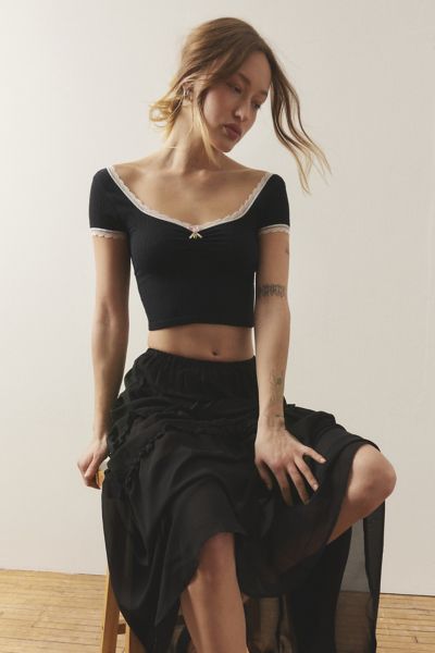Out From Under Gabriella Seamless Baby Tee In Black, Women's At Urban Outfitters