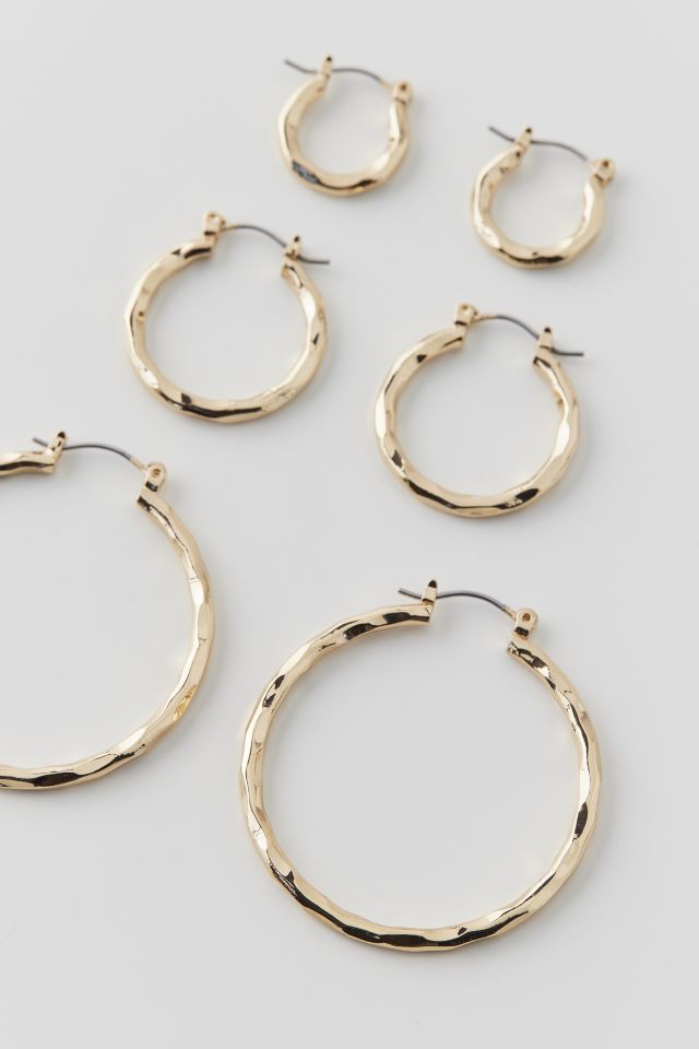 Hammered Hoop Earring Set #3