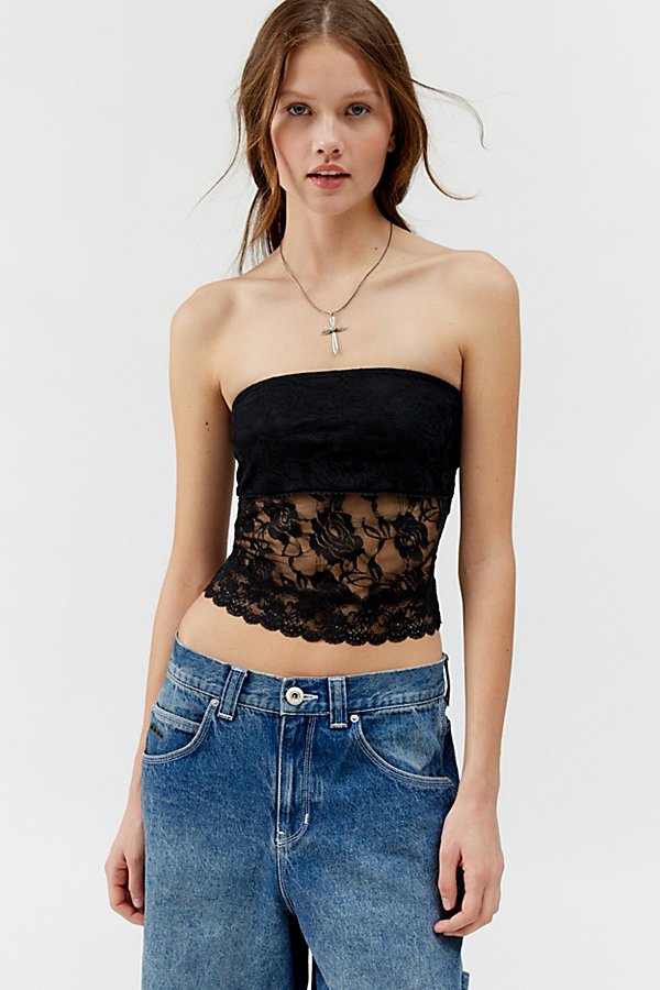 Urban Renewal Remnants Lace Tube Top In Black, Women's At Urban Outfitters