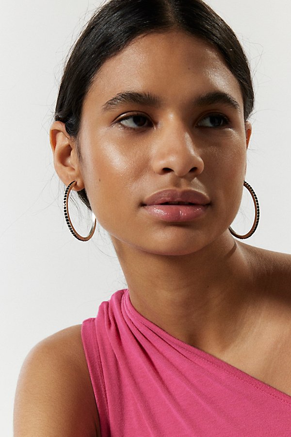 Urban Outfitters Stone Oversized Hoop Earring In Silver, Women's At