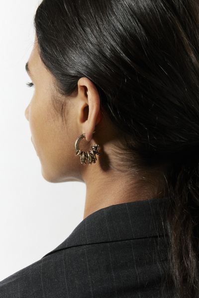 Urban Outfitters Texture Wrapped Hoop Earring In Gold, Women's At  In Black