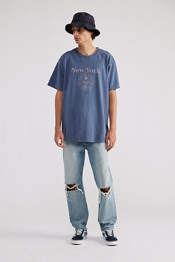 Shop Urban Outfitters New York Crest Tee In Navy, Men's At