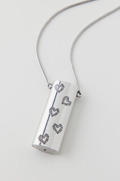 Etched Flame Heart Lighter Holder Necklace