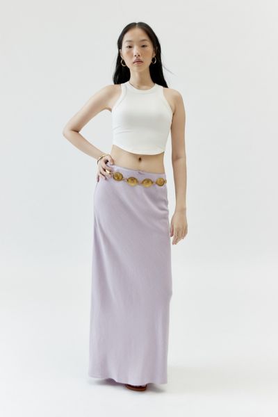 Shop Urban Renewal Remnants Slub Linen Maxi Skirt In Purple, Women's At Urban Outfitters