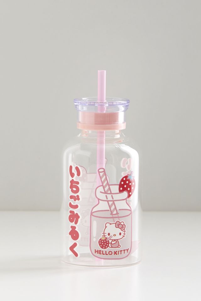 Hello Kitty Strawberry Glass Milk Bottle #1