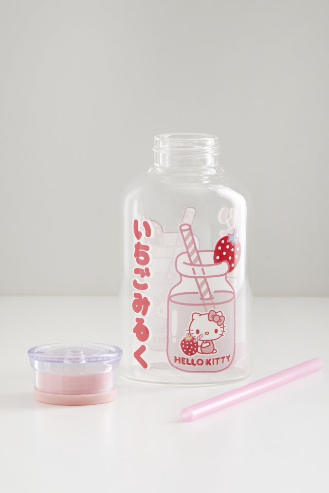 Hello Kitty Strawberry Glass Milk Bottle #2