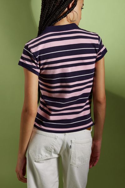 iets frans... Striped Shrunken Polo Shirt