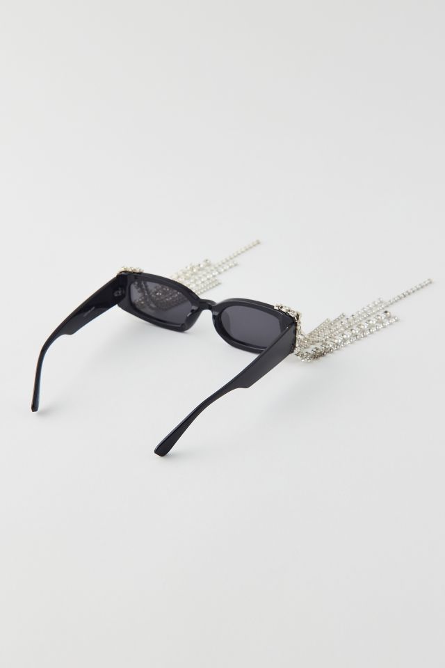 Rhinestone Fringe Rectangle Sunglasses #3