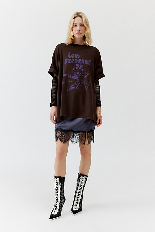 Urban Outfitters Led Zeppelin '77 Tour Oversized Tee In Chocolate, Women's At