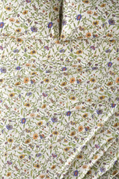 Urban Outfitters Ella Vine Floral Sheet Set In Cream At
