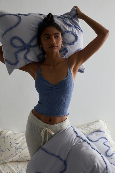 Shop Urban Outfitters Wild Bows Tufted Sham Set In Blue At