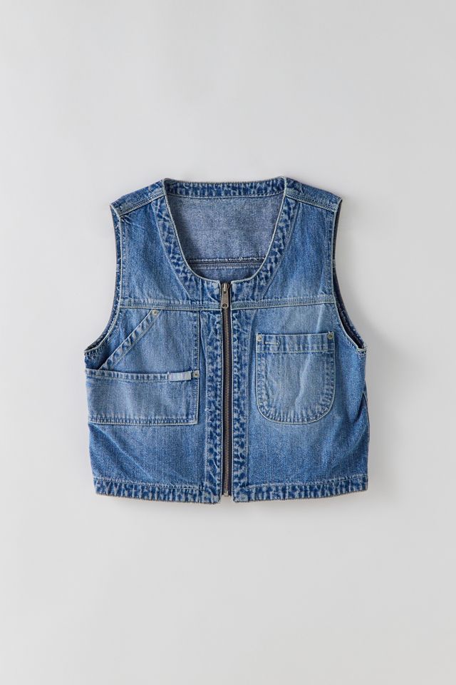Vintage denim vest, size M for men unclear blue type Vintage Second Hand