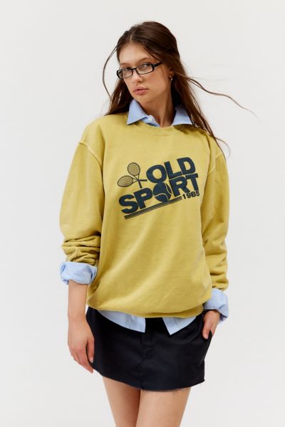 Urban Outfitters Old Sport Puff Paint Pullover Sweatshirt In Yellow, Women's At