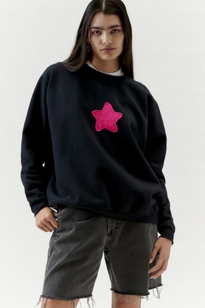 Shop Urban Renewal Remade Star Patch Sweatshirt In Black, Women's At Urban Outfitters