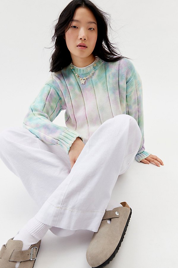 Urban Renewal Remade Rainbow Dye Tech Crew Neck Sweater In Assorted, Women's At Urban Outfitters