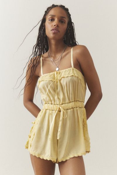 Out From Under Sail Away With Me Romper In Light Yellow, Women's At Urban Outfitters