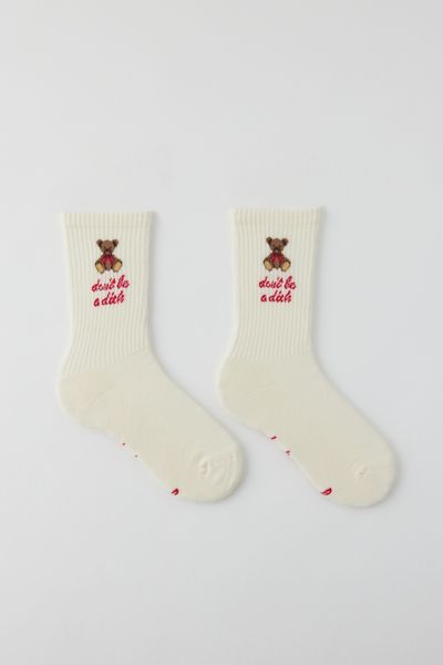 Shop Urban Outfitters Don't Be A. Bear Crew Sock In Ivory, Women's At