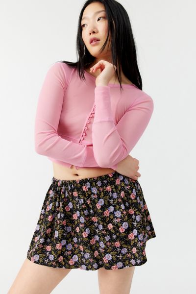 Shop Urban Renewal Remade Floral Micro Mini Skirt In Blue, Women's At Urban Outfitters