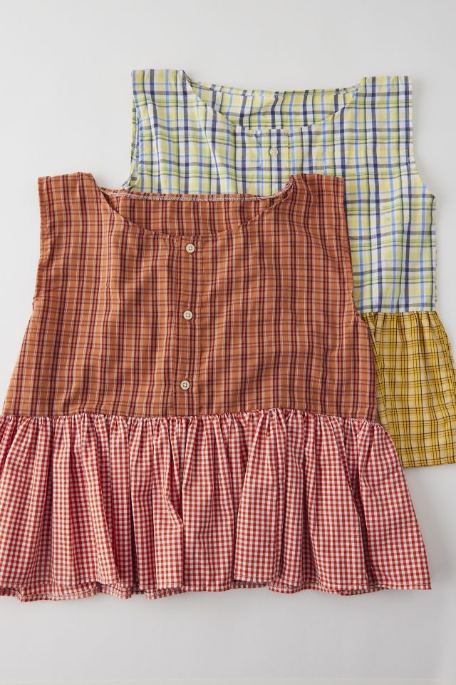 Urban Renewal Remade Checkered Peplum Top #1