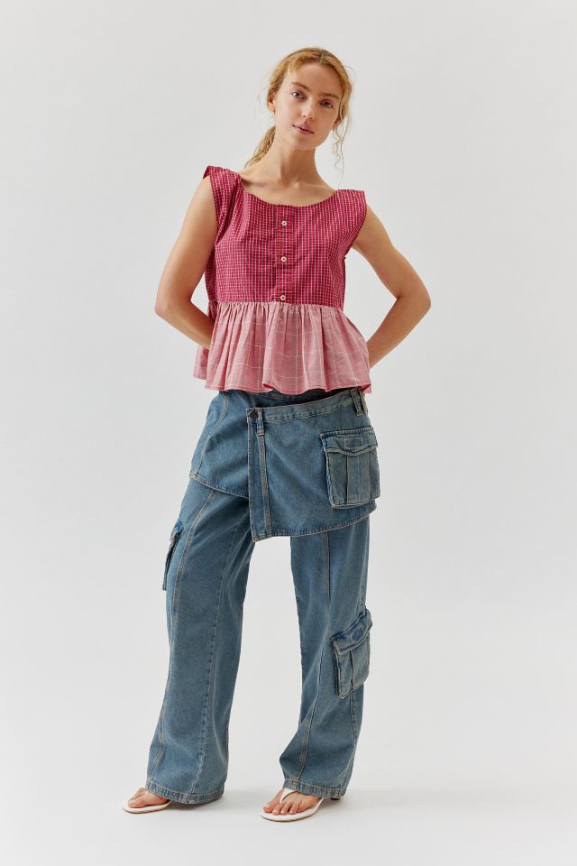 Urban Renewal Remade Checkered Peplum Top #2