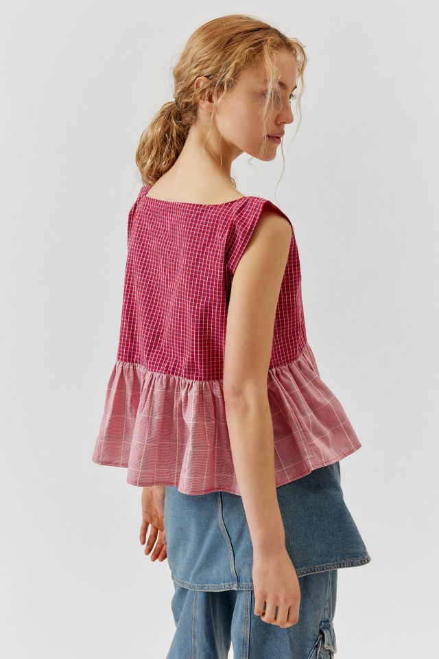 Urban Renewal Remade Checkered Peplum Top #4