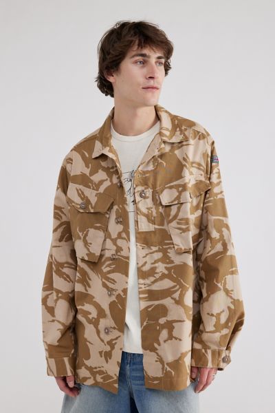Shop Urban Renewal Vintage United Kingdom Camo Shirt Jacket In Taupe, Men's At Urban Outfitters