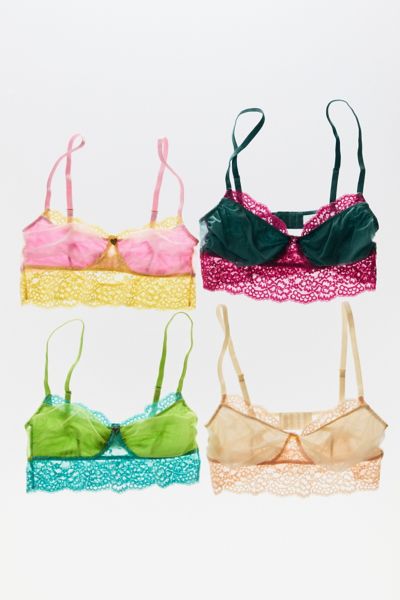 Out From Under Naomi Longline Lace Bralette In Blue/green, Women's At Urban Outfitters In Blue/green