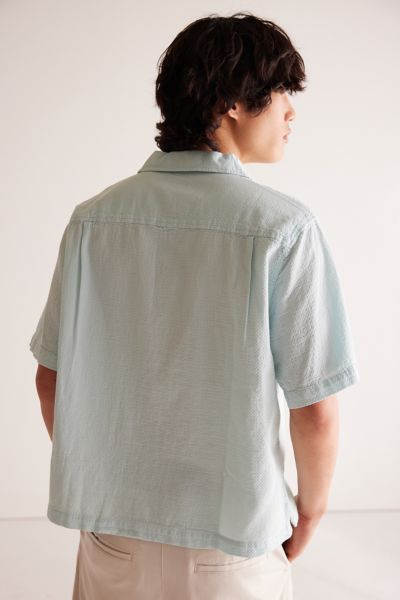 Standard Cloth Liam Seersucker Cropped Short Sleeve Shirt