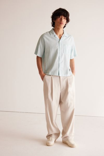 Standard Cloth Liam Seersucker Cropped Short Sleeve Shirt