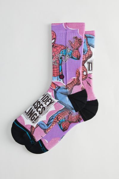 Shop Stance X Marvel Spidey Senses Crew Sock In Pink, Men's At Urban Outfitters