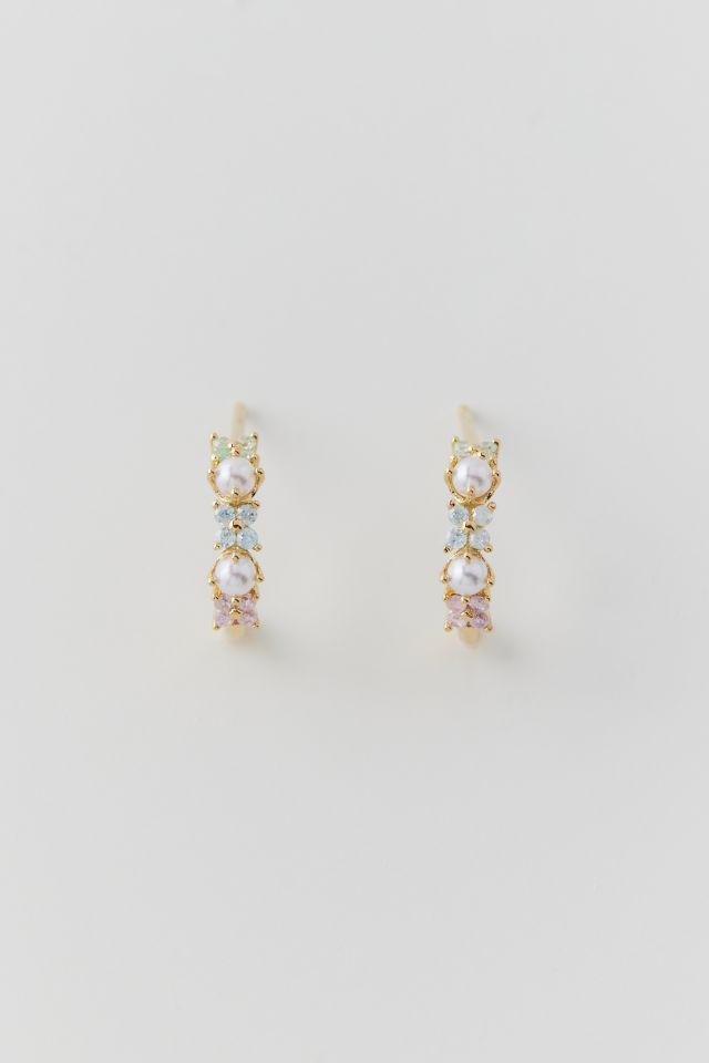 Boucles d'Oreilles Créoles Perle Rose Filles #1