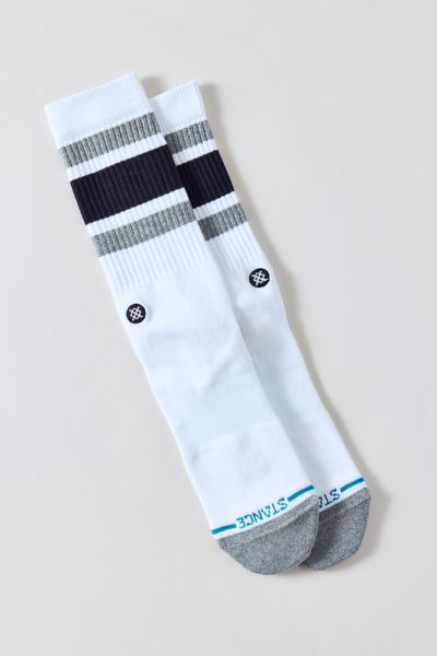 Stance Boyd Stripe Mid Cushion Crew Sock In White, Men's At Urban Outfitters In White