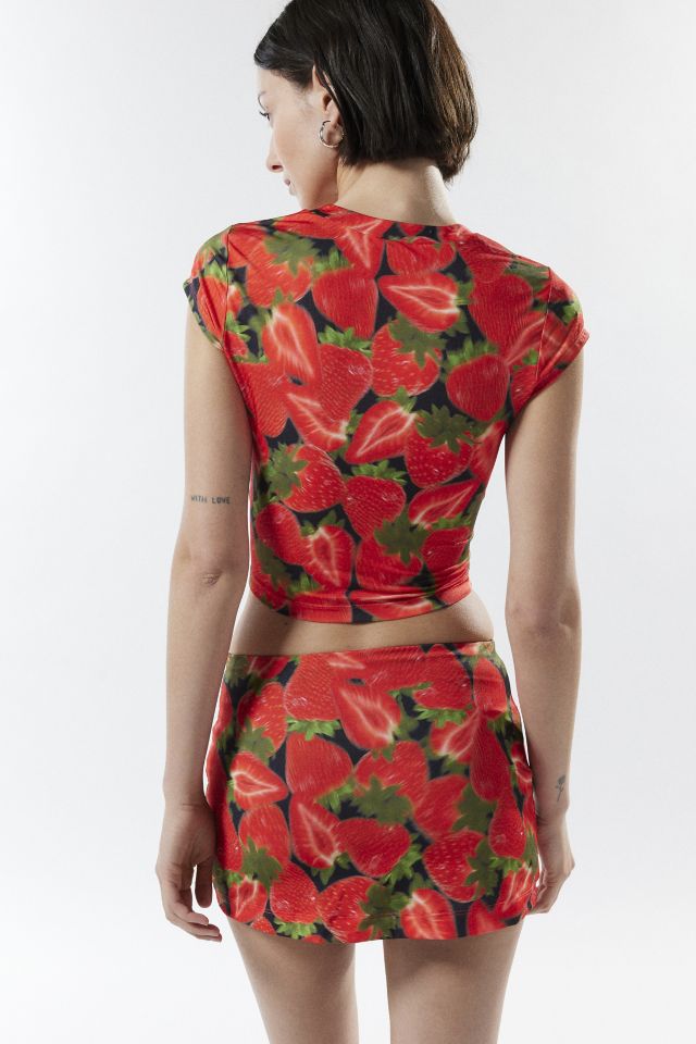Silence + Noise Ayla Strawberry Cropped Top & Mini Skirt Set #4