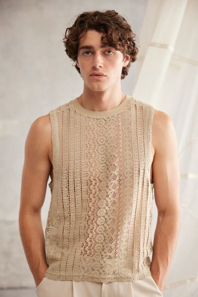 Shop Standard Cloth Jock Lace Tank Top In Tan, Men's At Urban Outfitters