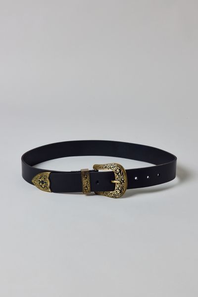 Urban Outfitters Jennie Western Belt In Black/antique Brass, Women's At  In Black