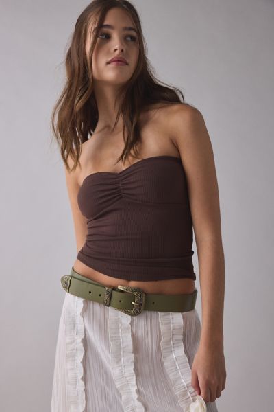Urban Outfitters Jennie Western Belt In Olive, Women's At  In Brown
