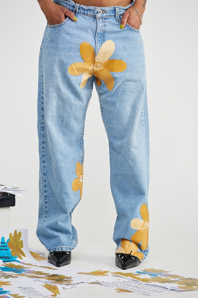 PISHPOSH X Urban Renewal Painted Denim Jean | Urban Outfitters